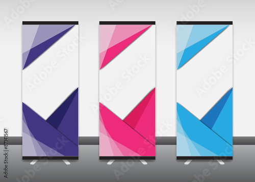 Roll up banner stand design. Vector.
