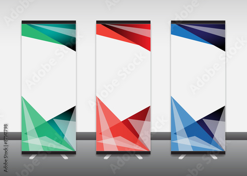 Roll up banner stand design. Vector.
