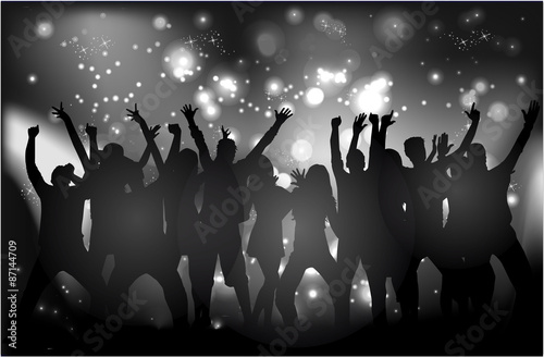Dancing people silhouettes