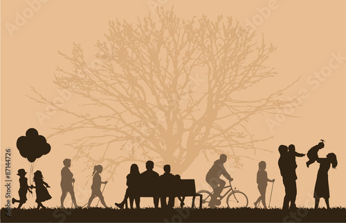 Silhouette of people on the outside