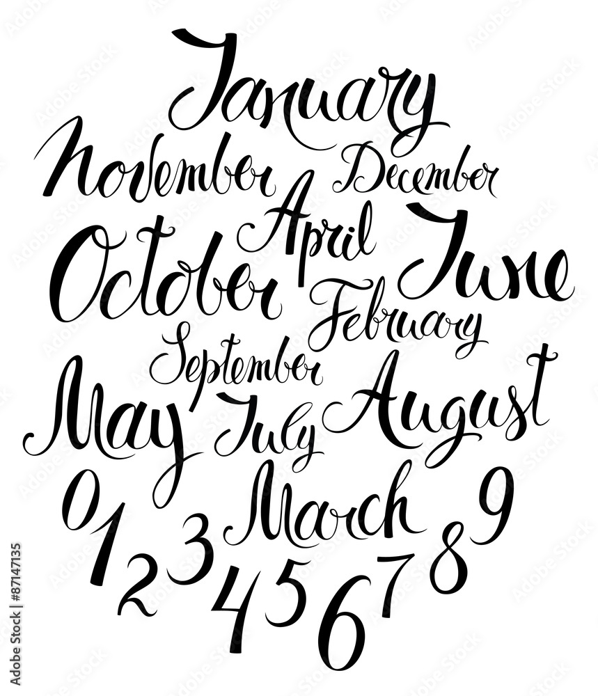 Months of the year and numbers