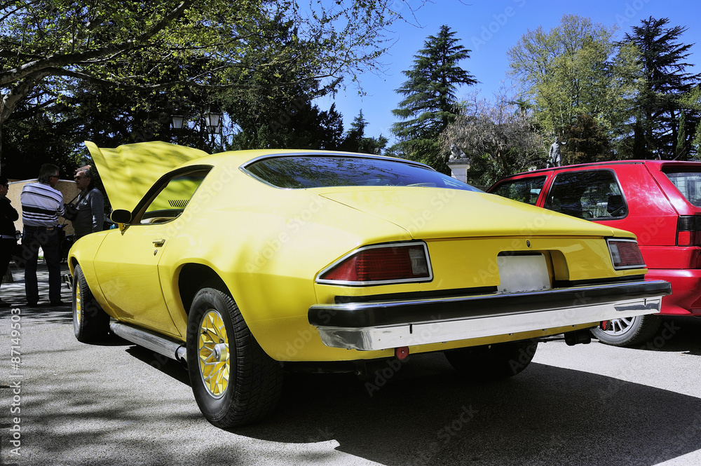 Old American car yellow