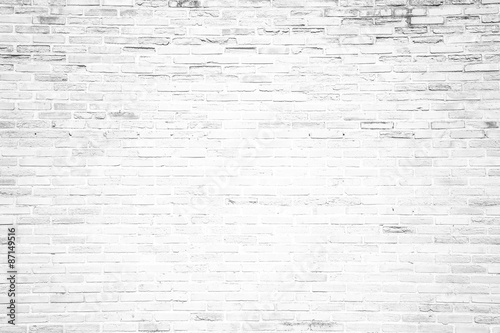 Plakat Biała ściana z cegieł - tekstura w stylu grunge