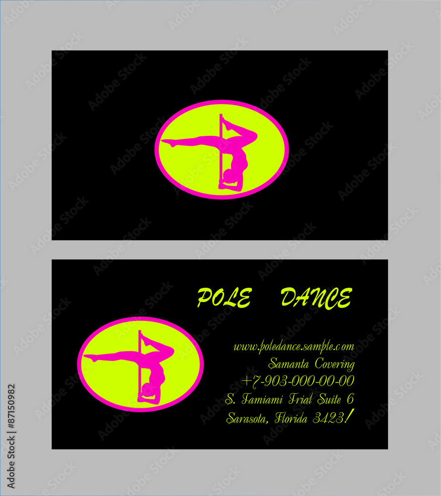 Pole Dance Templates. Flyer and Business Card. Vector Pole Dance Templates. Flyer and Business Card. Vector