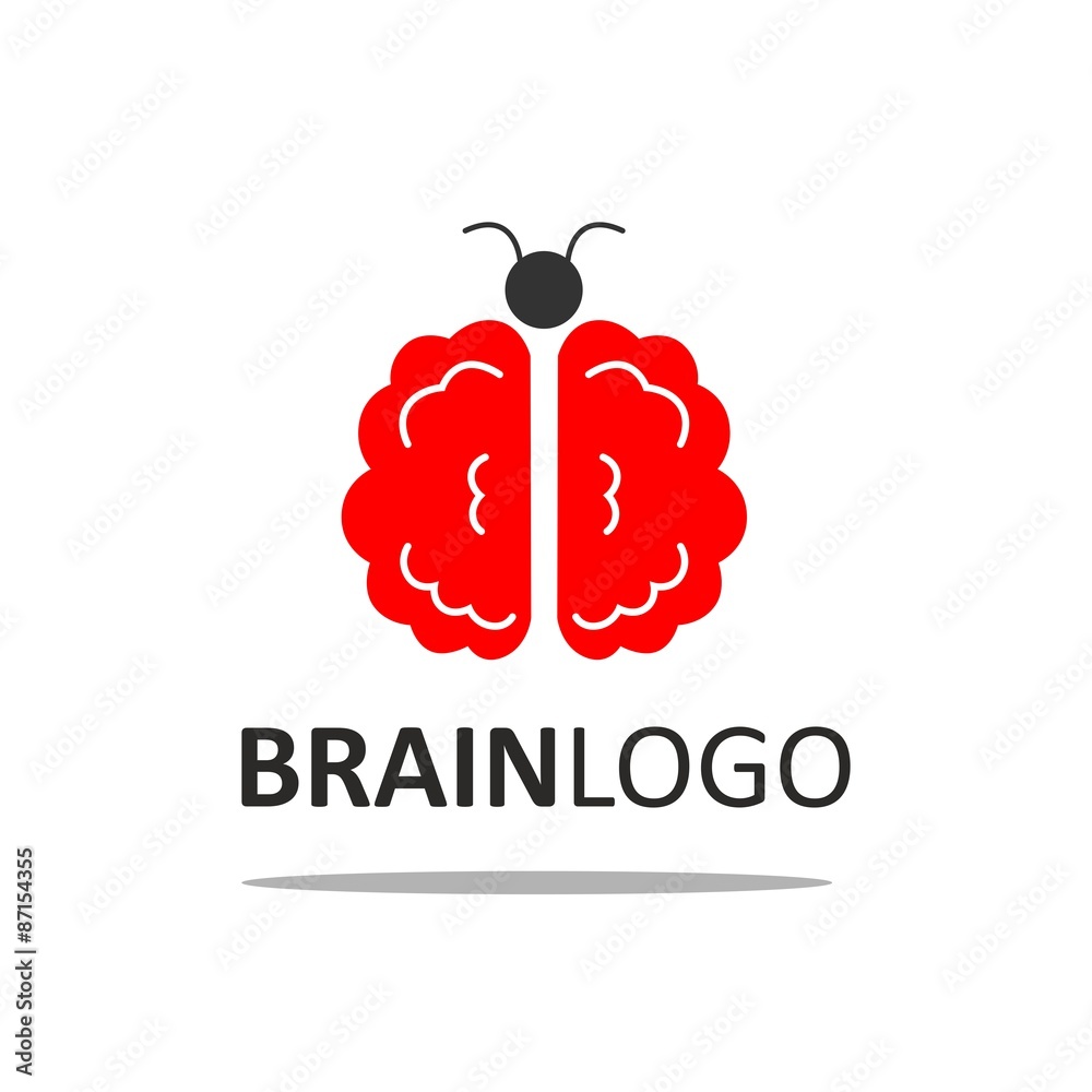 illustration with a stylized image of the brain for the logo.