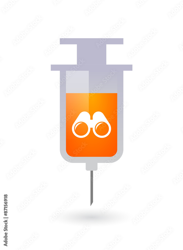 Isolated syringe icon with a binoculars