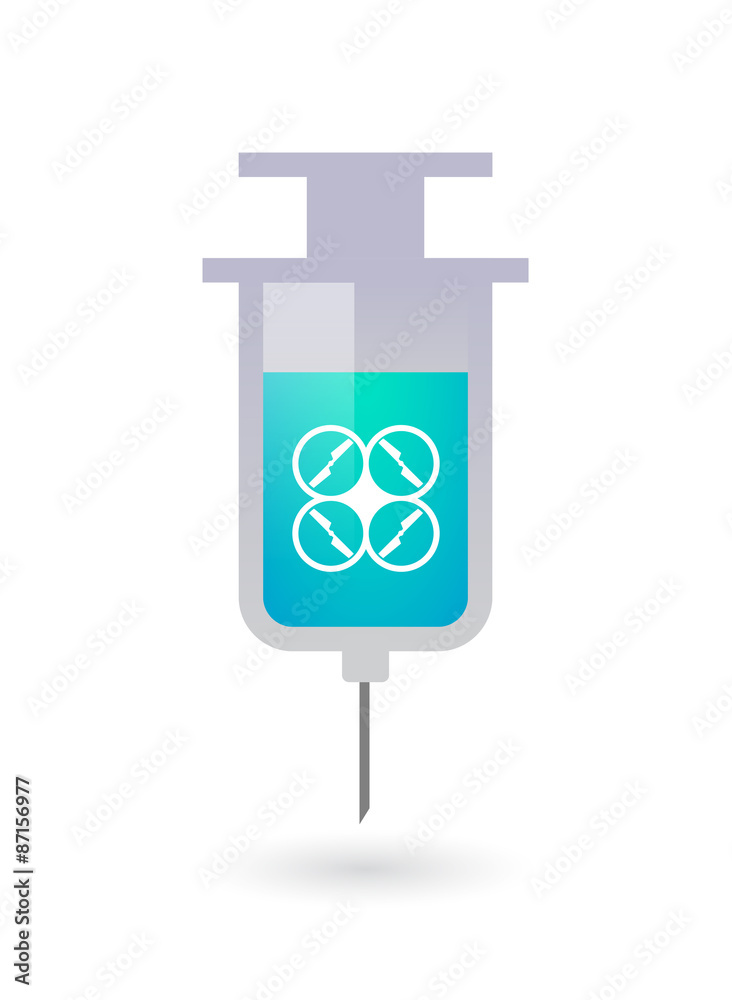 Isolated syringe icon with a drone