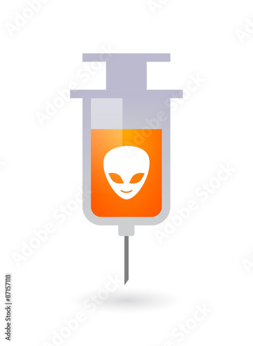 Isolated syringe icon with an alien face