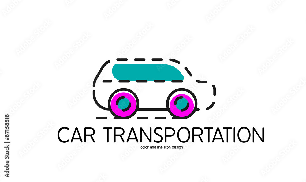 Color line icon for flat design. Car transportation