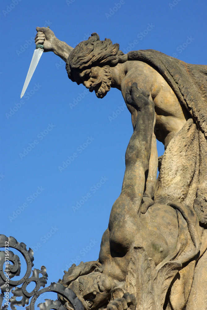 Statue over the Entrance Gate of the Prague Castle, Czech Republic Statue over the Entrance Gate of the Prague Castle, Czech Republic