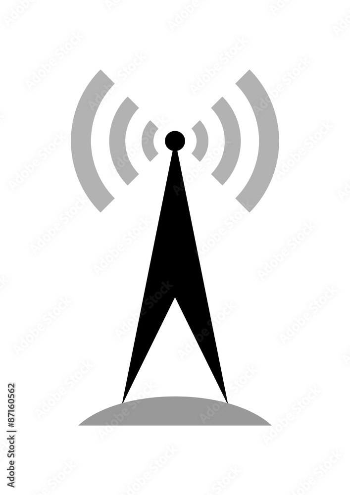 Black transmitter icon on white background Black transmitter icon on white background