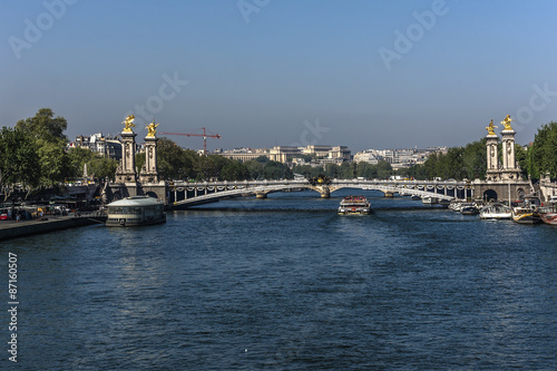 Seine River and Alexandre III bridge (1896-1900) Paris, France. © dbrnjhrj