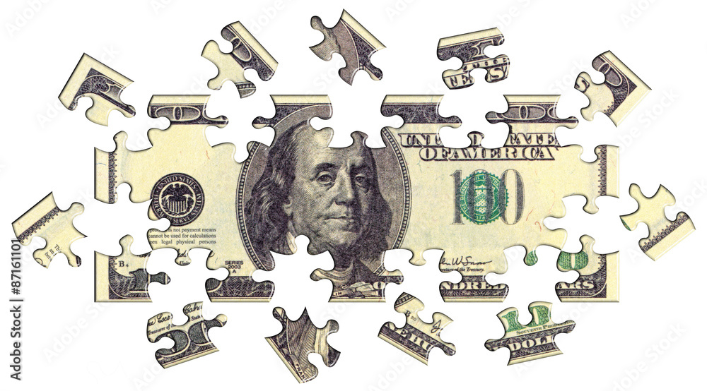 Naklejka premium One Hundred dollar puzzle