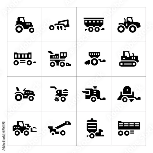 Set icons of agricultural machinery