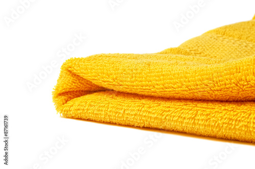 One yellow terry towel closeup