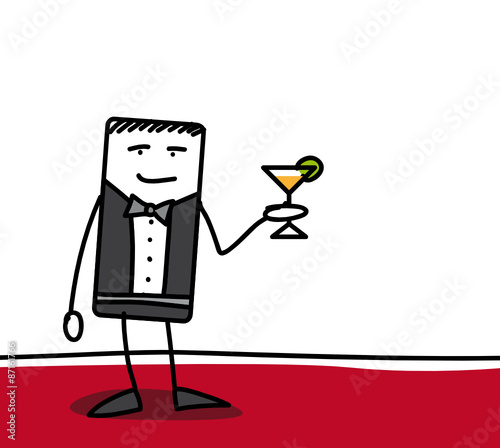 Personnage en soirée tenant un cocktail