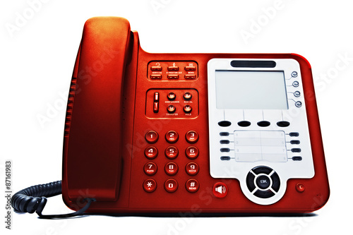 red IP phone closeup