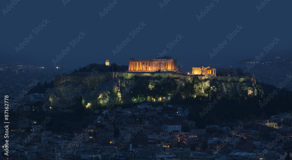 Akropolis of athens by night