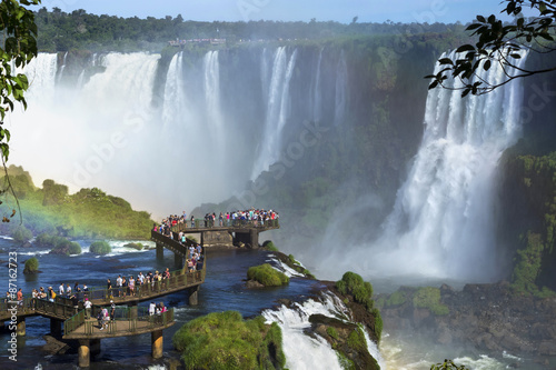 Tourists at Iguazu Falls, Foz do Iguacu, Brazil photo