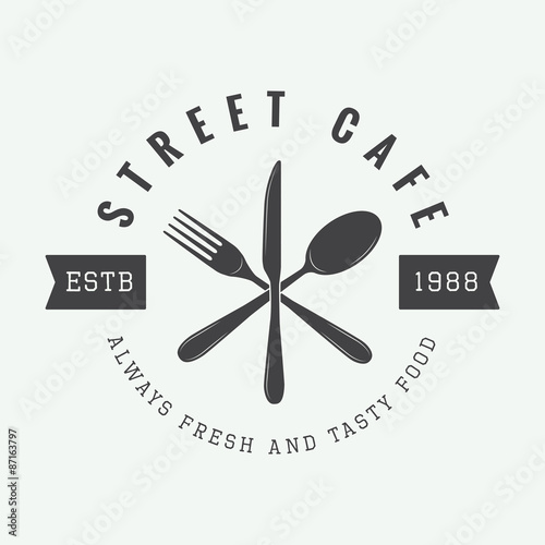 vintage restaurant logo, badge or emblem. Vector illustration