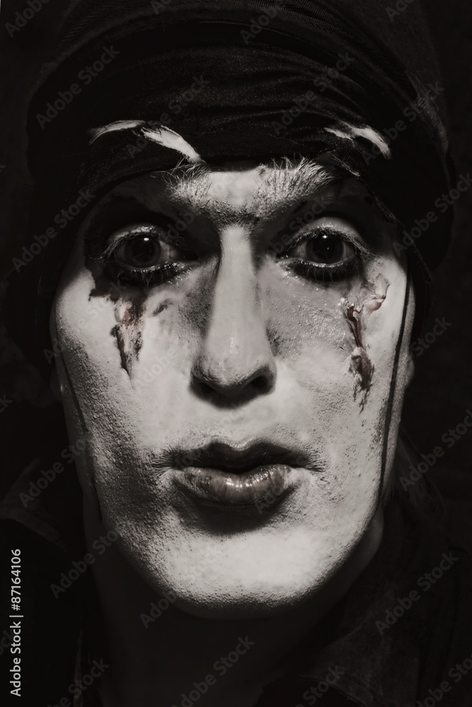 theatrical actor with dark makeup theatrical actor with dark makeup