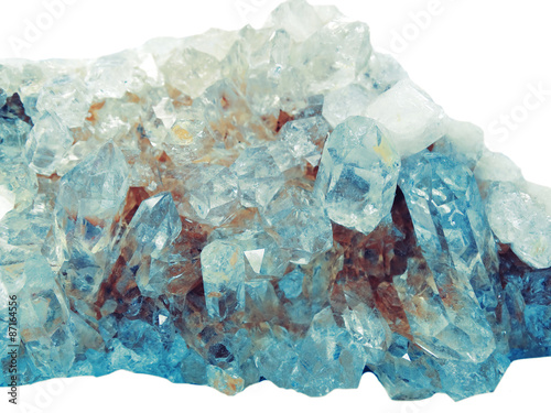 aquamarine geode geological crystals photo