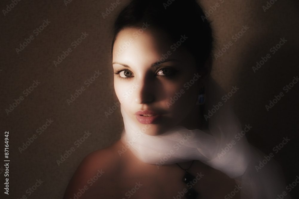 girl  in a silk scarf