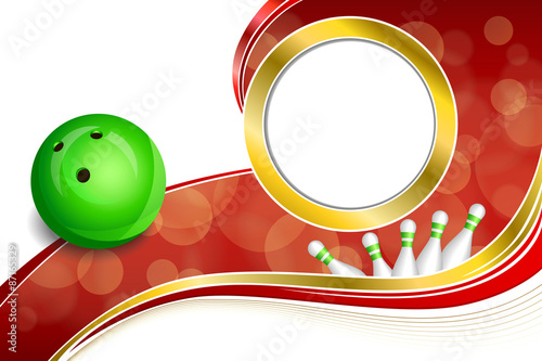 Background abstract red bowling green ball gold frame illustration vector