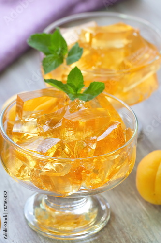 Fruit jellies with fresh apricots