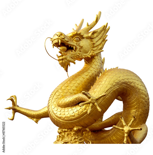 Gold Dragon Sculpture Figure Art China, Phuket Thailand