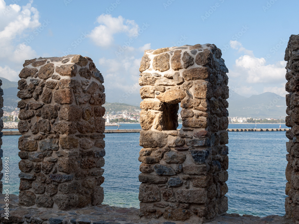 Ruins of Ottoman fortress in Alanya . Turkey.