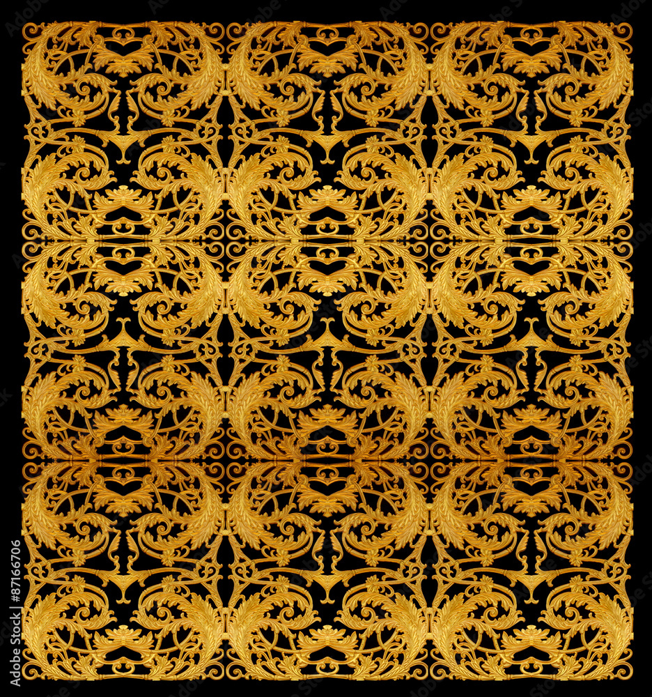Traditional Thai style pattern isolated on black background