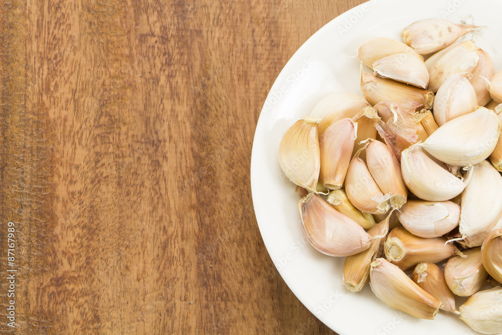 Garlic on wood Garlic on wood