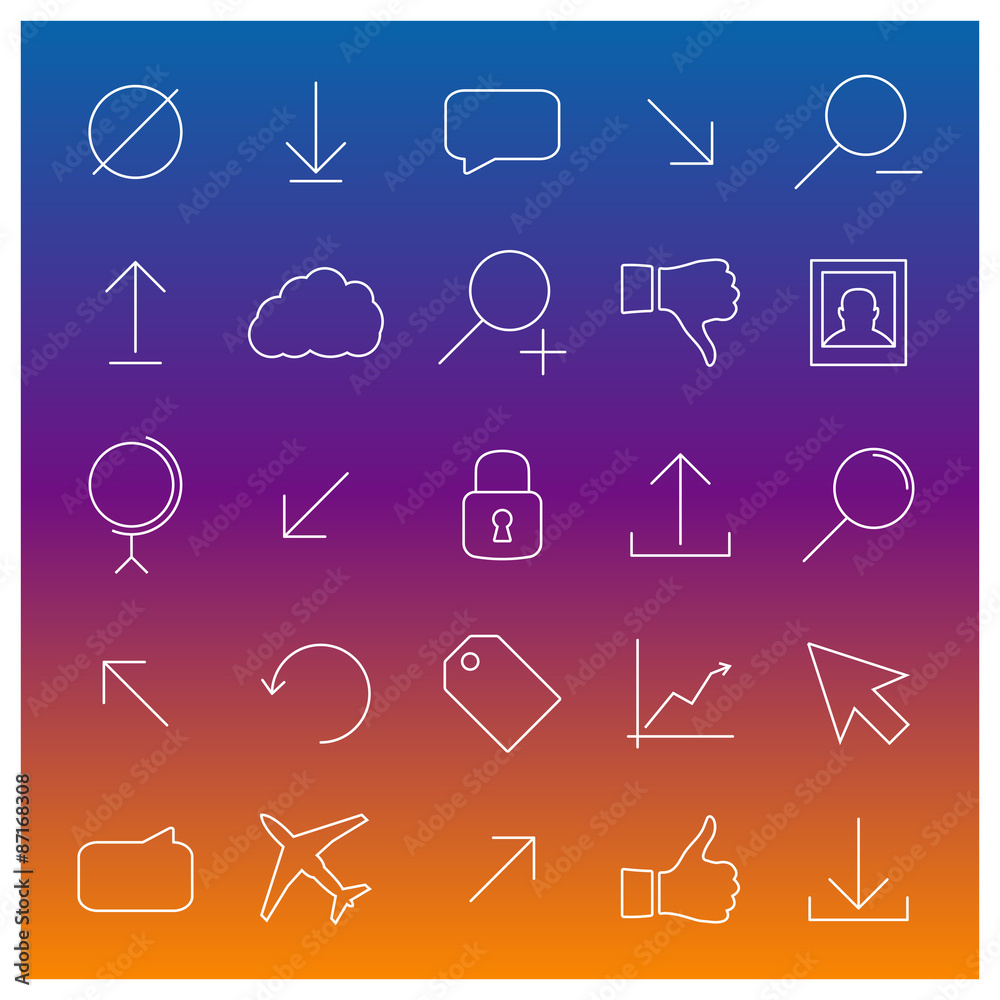 Set universal linear icons, vector illustration.