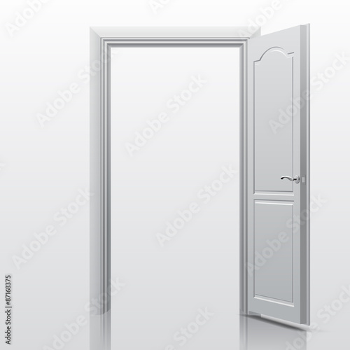 White open door. Vector illustration