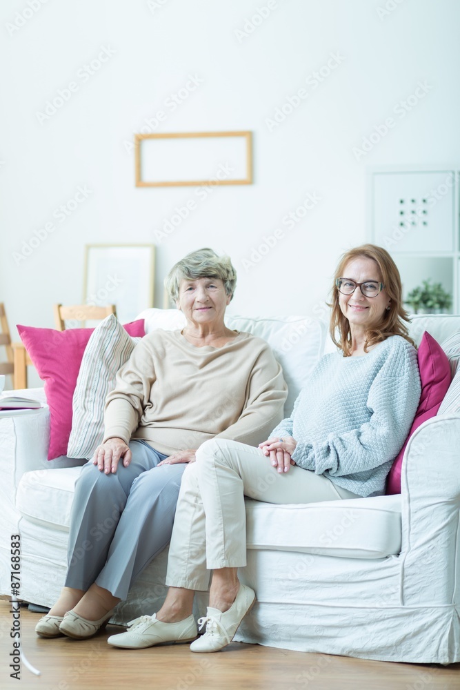 Obraz premium Elderly woman with her carer