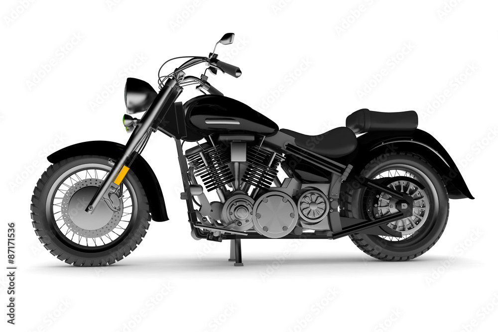 isolated black motorcycle.