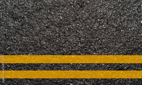 Double yellow line on asphalt texture