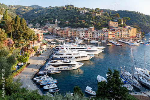 Luxury yachts in the port of Portofino