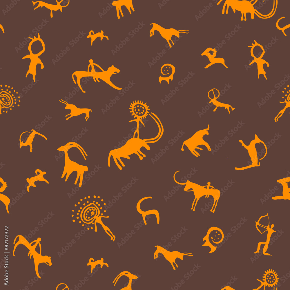 Cave painting seamless pattern Cave painting seamless pattern