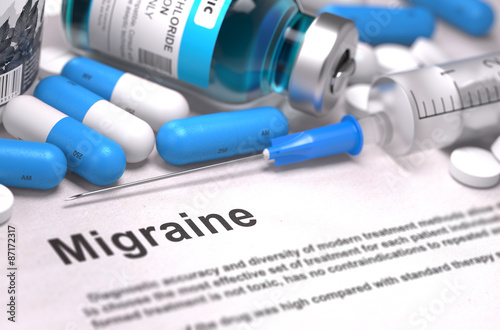 Migraine Diagnosis. Medical Concept. Composition of Medicaments. photo