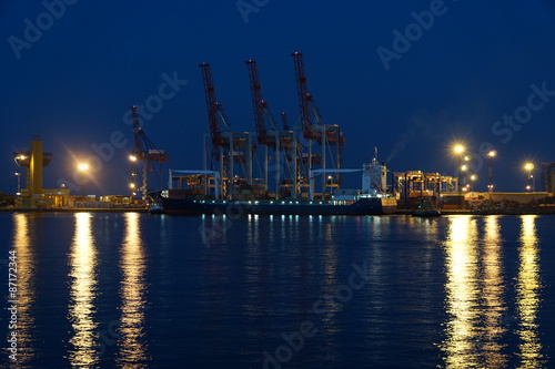 Sea port at night