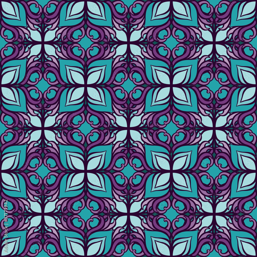 beautiful vector Print Seamless Pattern. blue Mandala Flowers. 