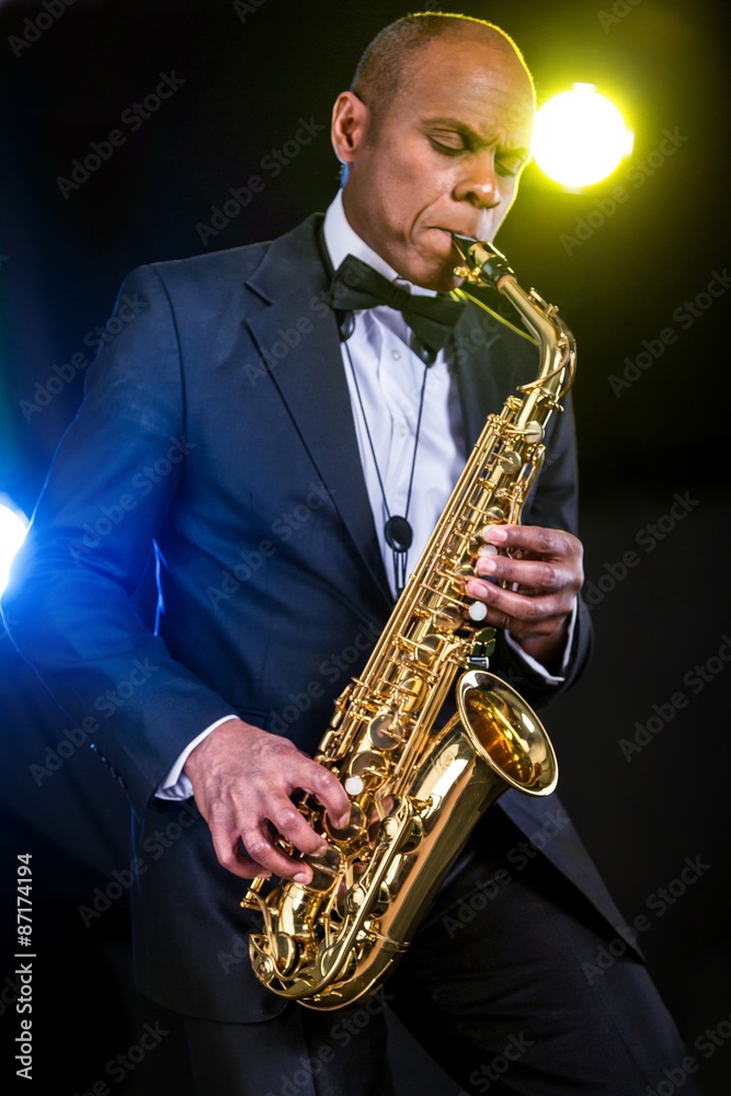 Fototapeta premium Saxophonist, shirt, music style.
