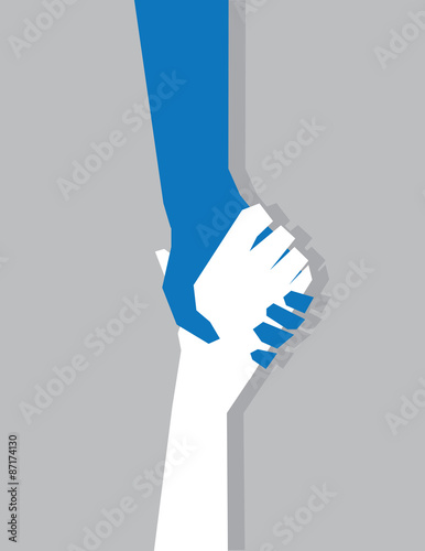 Hands gripping one another hanging on
