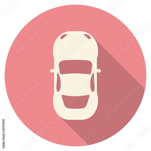 Flat design modern vector illustration of Car Icon with long shadow effect