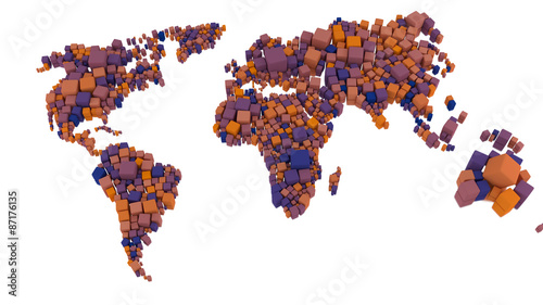 Abstract 3D cube world map