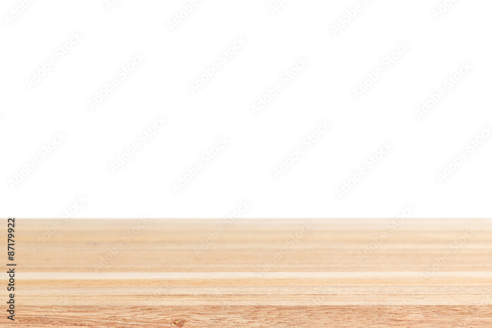 Empty top of wooden table or counter isolated on white Empty top of wooden table or counter isolated on white