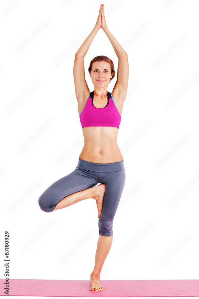 Portrait of young beautiful woman doing yoga - isolated. Portrait of young beautiful woman doing yoga - isolated.