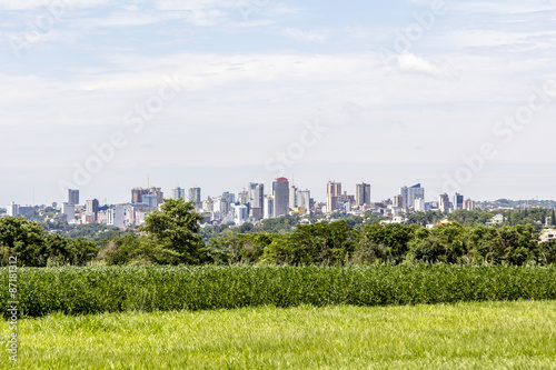 View of Ciudad del Este (Paraguay) from Foz do Iguacu, Brazil. photo